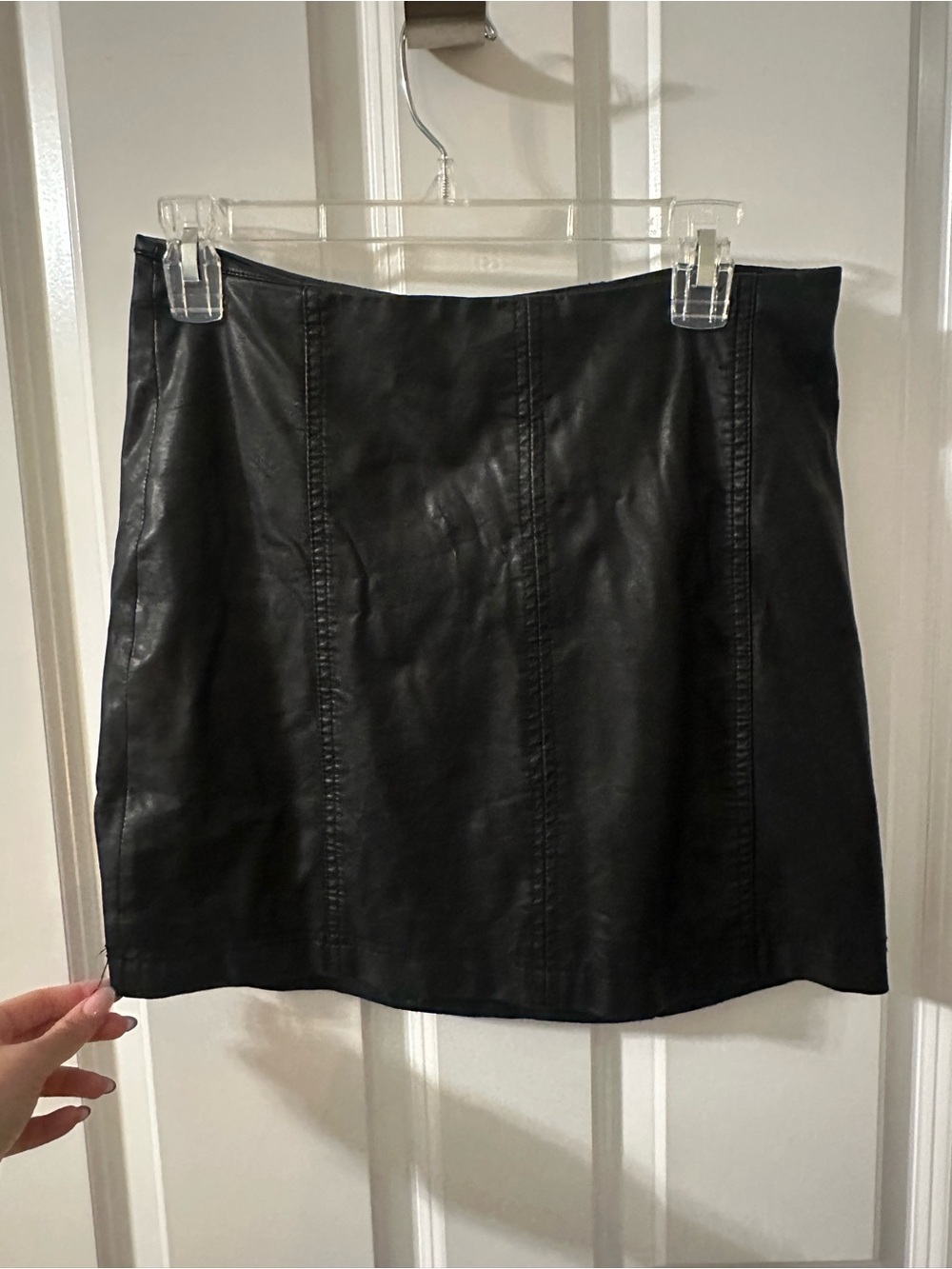 Free People Black Faux Leather Mini Skirt